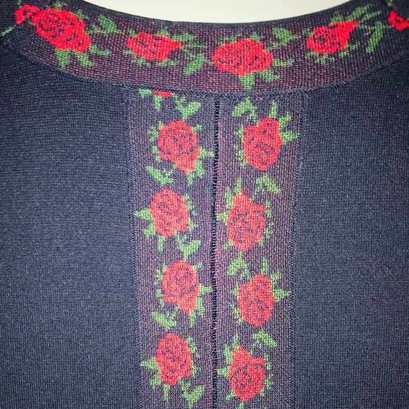 Club Monaco Navy Floral Knit Sweater - Picture 2 of 4